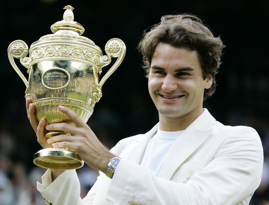 Roger Federer po wimbledonském triumfu v roce 2006
