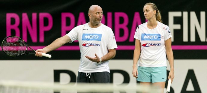Petra Kvitová na tréninku s Davidem Kotyzou