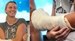 Petra Kvitová vystoupila poprvé po přepadení se zraněnou rukou