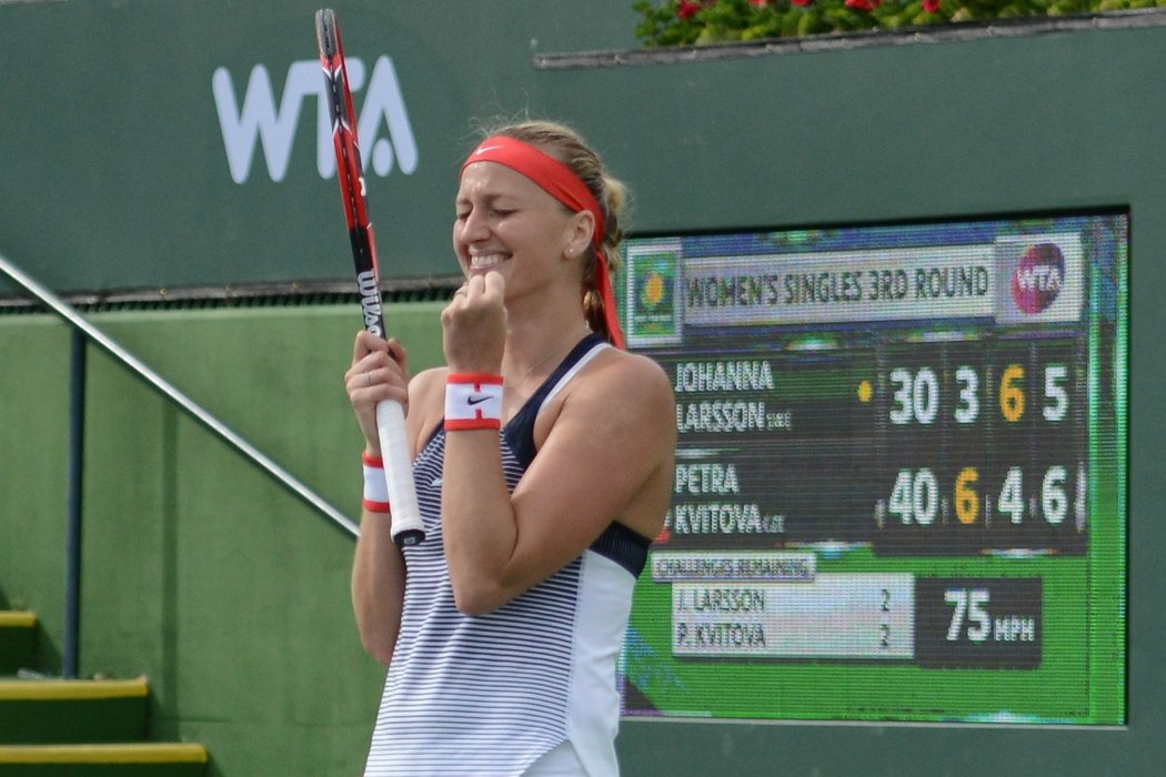 Petra Kvitová slaví postup do třetího kola Indian Wells