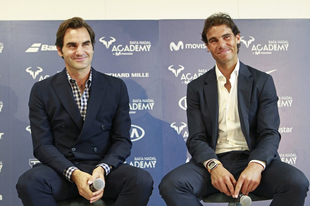 Roger Federer a Rafael Nadal v diskusi s novináři