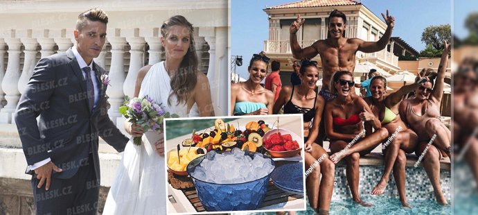 Dvanáct svatebních hostů v Monaku pohostili novomanželé Michal Hrdlička a Karolína Plíšková jen tím nejlepším. Sváteční žranicí v michelinské restauraci, pak pařbou v bazénu!