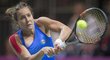 Barbora Strýcová při fedcupovém semifinále ve Švýcarsku