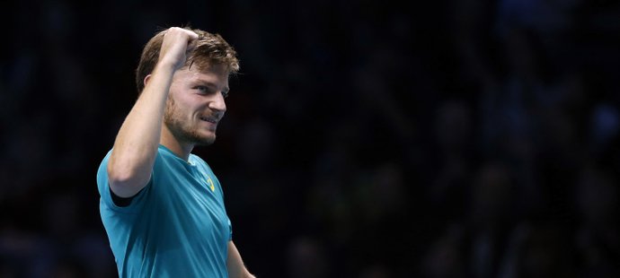 Belgický tenista David Goffin se raduje z postupu do semifinále Turnaje mistrů