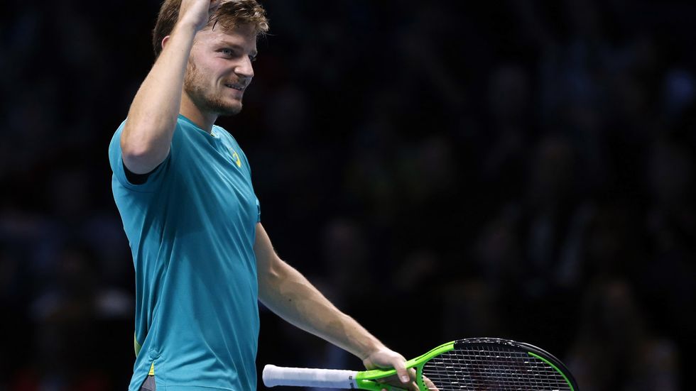 Belgický tenista David Goffin se raduje z postupu do semifinále Turnaje mistrů