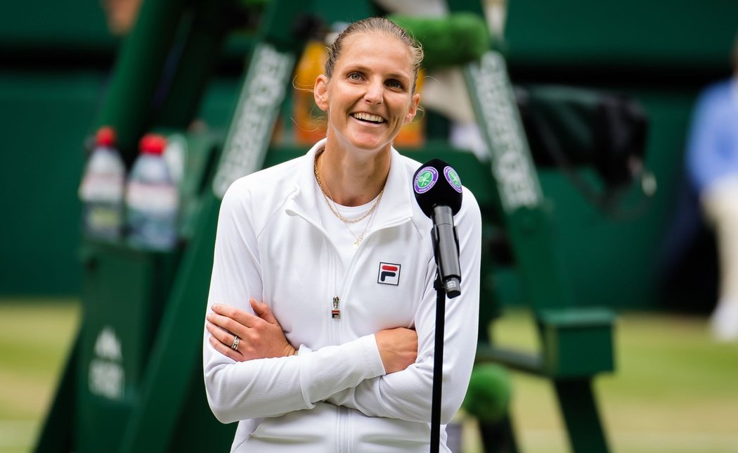 Rozesmátá Karolína Plíšková po postupu do finále Wimbledonu