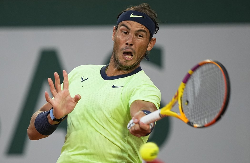 Rafael Nadal v zápase s francouzem Gasquetem