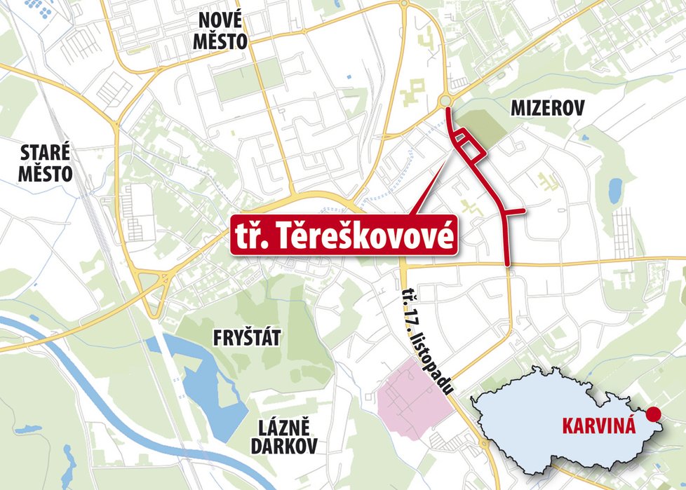 Ulice Těreškovové v Karviné měří kilometr a půl, bydlí v ní 1 200 lidí a 198 živnostníků v ní podniká.