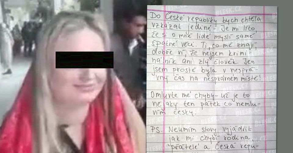 Tereza poslala Blesku dopis z pákistánského vězení.