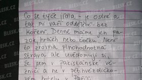 Tereza H. obviněná z pašování heroinu napsala Blesku z vězení dopis