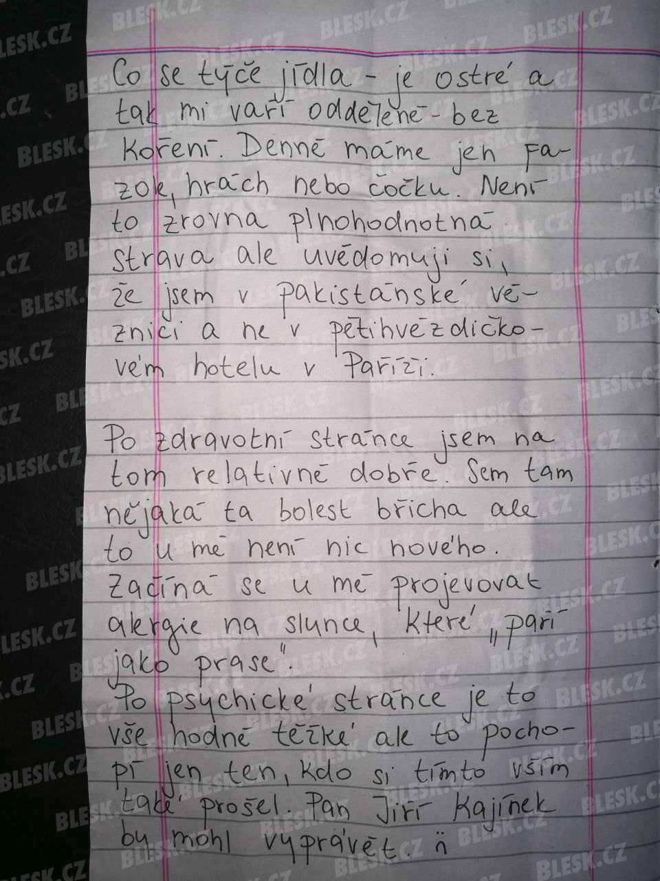 Tereza H. obviněná z pašování heroinu napsala Blesku z vězení dopis.