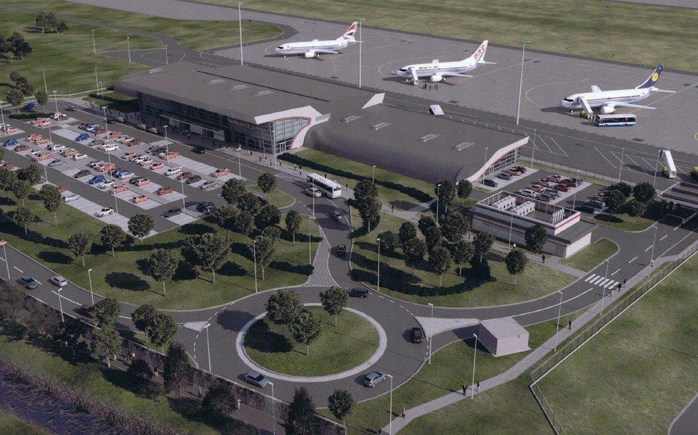 Takto by mohl vypadat terminál pardubického letiště. Jeho dokončení se ale potrvá řadu let.