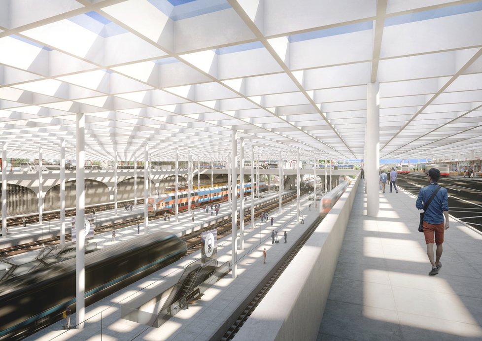 Takto podle vizualizací bude nejmodernější a největší dopravní terminál v Praze vypadat.
