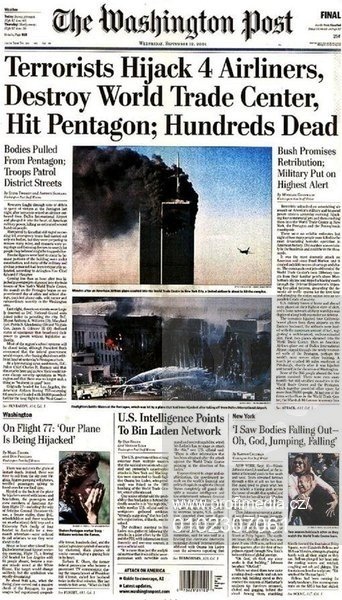 Teroristické útoky 11. září 2001 zaplnily titulní stránky předních světových novin