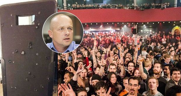 Pařížský klub Bataclan, policejní štít ze zásahu a bezpečnostní expert Lumír Němec