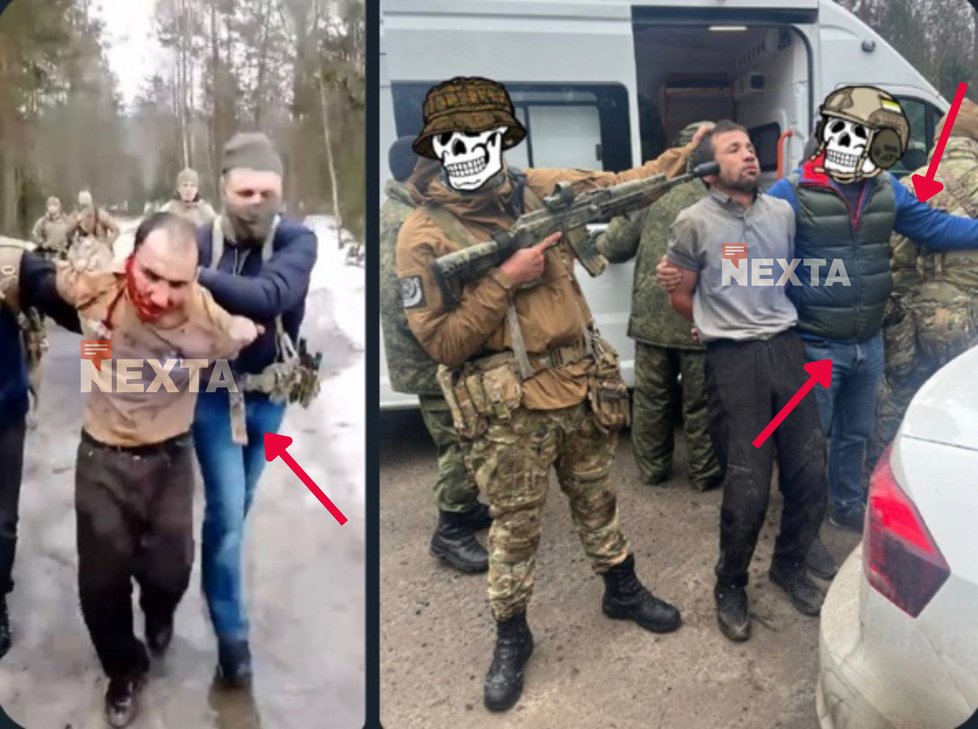 Údajní agenti FSB byli později spatřeni při zatýkání teroristů. Mají na sobě opět modré svetry a džíny. 