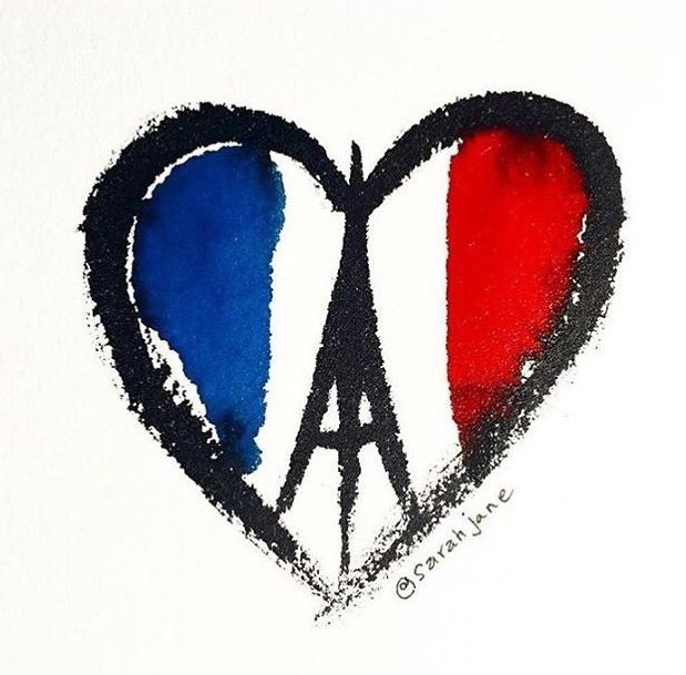 Ikonka proti nenávisti. Lidé vyjadřují solidaritu a soustrast s Francouzi nejen slovně, ale též obrazem. Na Twitteru, Facebooku i jinde.