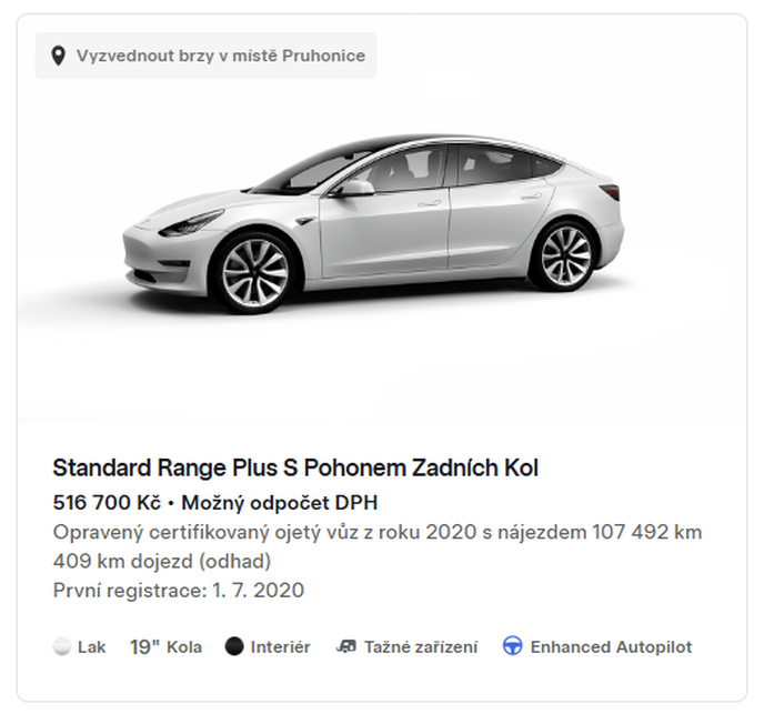 Nabídka ojetého Modelu 3 českého zastoupení Tesly Nabídka ojetého Modelu 3 českého zastoupení Tesly