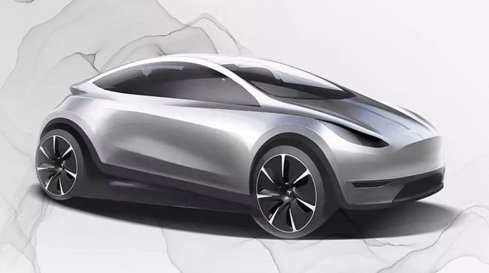 Skica plánovaného vozu značky Tesla