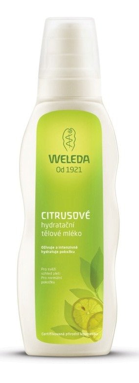 Citrusové hydratační tělové mléko Weleda, 299 Kč (200 ml). Koupíte na www.weleda.cz.