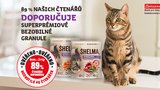 89 % čtyřnohých koček doporučuje nové granule Shelma!