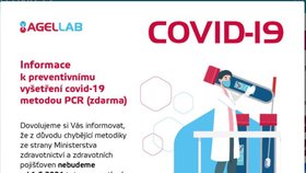 Některá testovací centra zatím neposkytují PCR testy zdarma