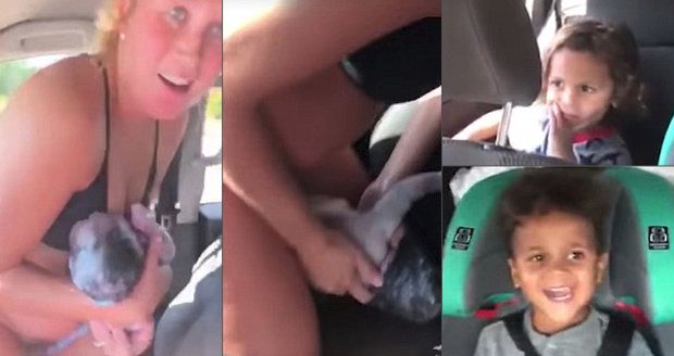 VIDEO: Do nemocnice to nestihli, žena porodila v autě před zraky dětí