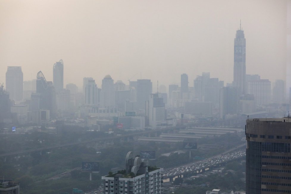 Thajskou metropoli Bangkog zahalil smog (30.1.2019)