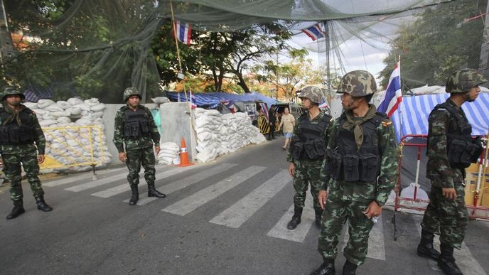 Thajští vojáci v Bangkoku