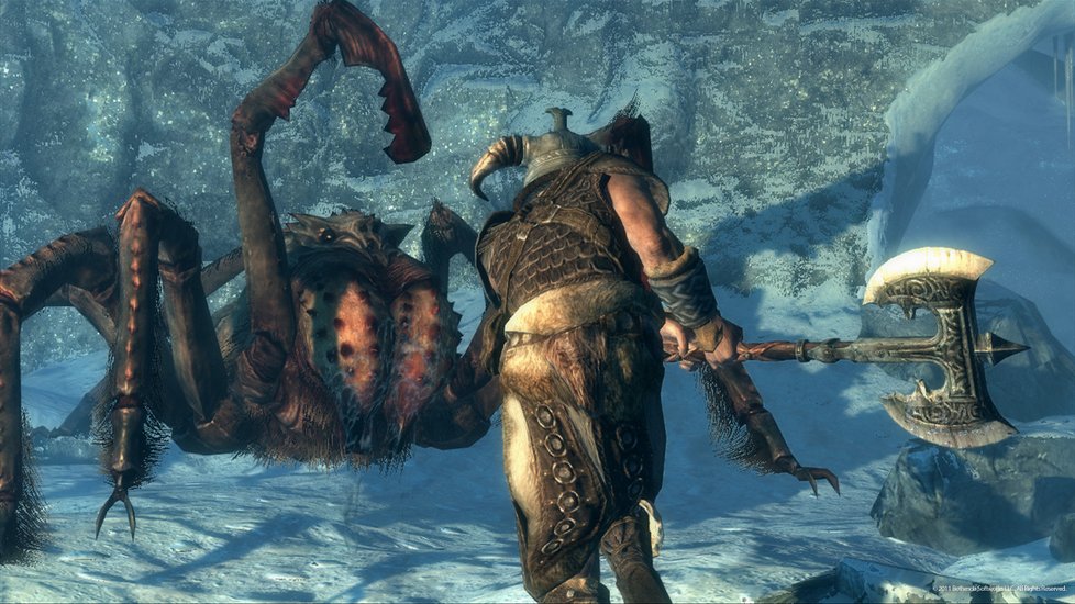 Ve Skyrim narazíte na nejrůznější monstra, i přerostlé pavouky