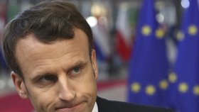 Francouzský prezident Emmanuel Macron na mimořádném summitu EU v Bruselu (10.04.2019).