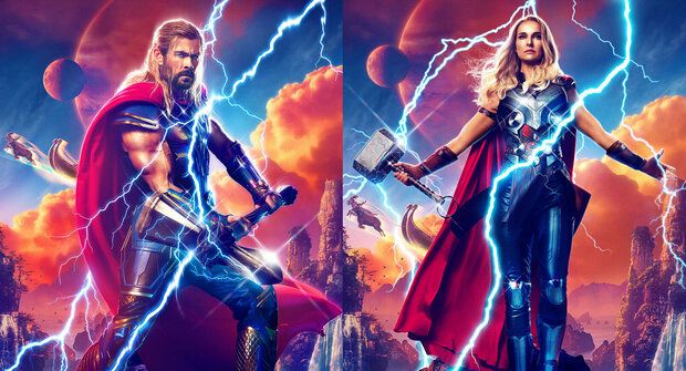 Thor a další superhrdinové na plakátech k filmu Láska jako hrom