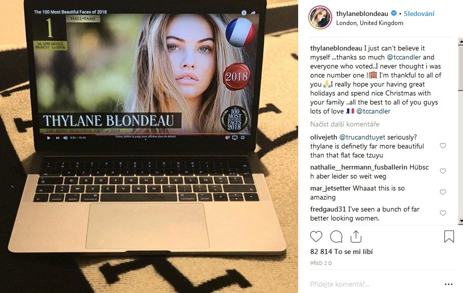 Thylane Blondeau se vítězstvím pak pochlubila na svém Instagramu