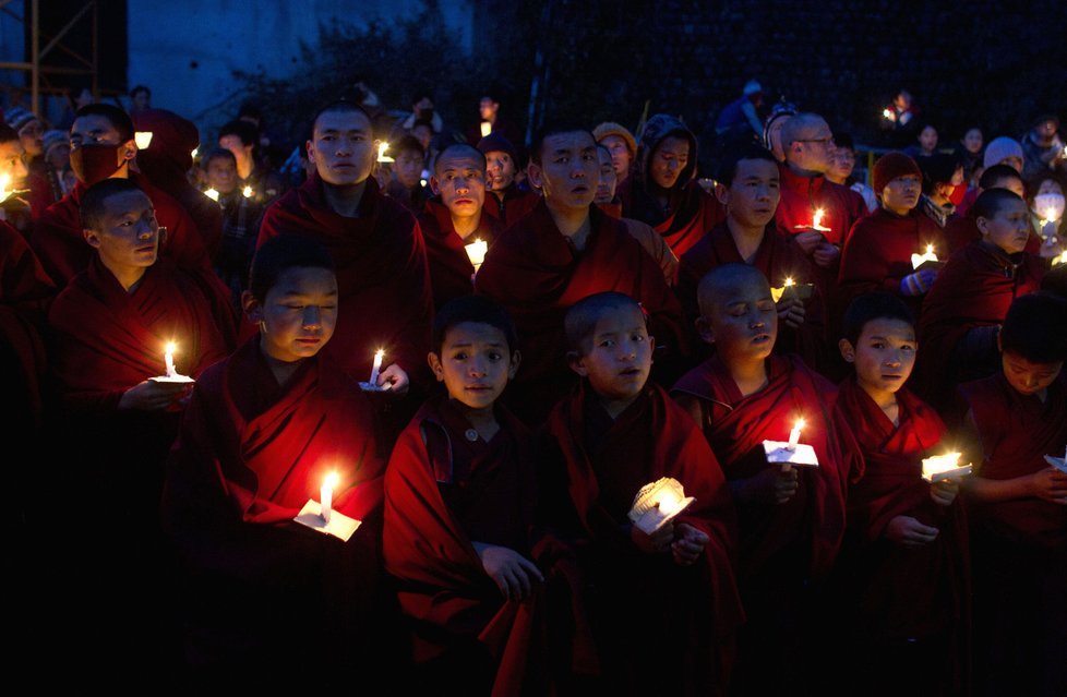 Pokojná demonstrase buddhistických mnichů za svobodu Tibetu