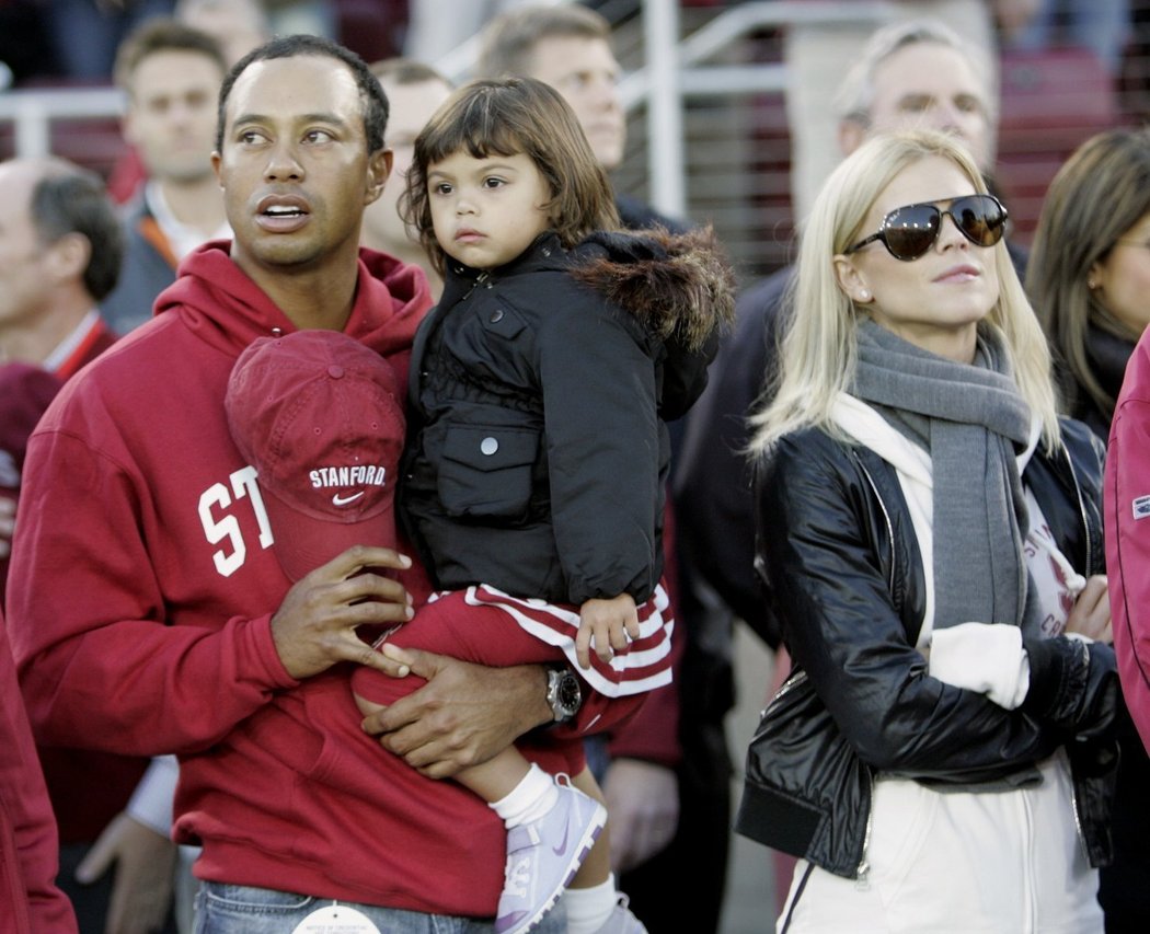 Tiger Woods s jeho manželkou Elin a dcerou Sam
