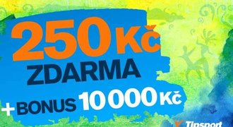 Získejte zdarma 250 Kč. Přidejte se do sázkařské komunity Tipsportu!