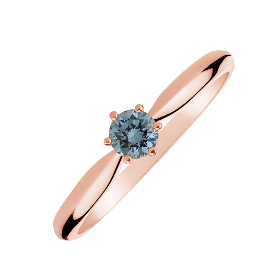 Prsten_ALO diamonds, růžové zlato a modrý diamant, 28 738 Kč