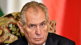 Prezident ČR Miloš Zeman na Pražském hradě při společné tiskové konferenci s indickým prezidentem Rámem Náthem Kóvindem