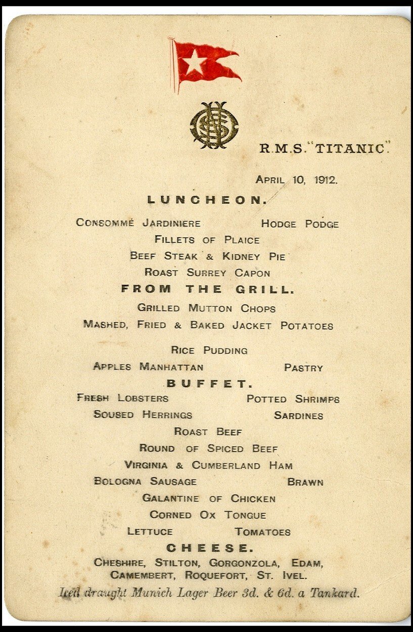 Takto vypadaly menu první třídy na Titanicu