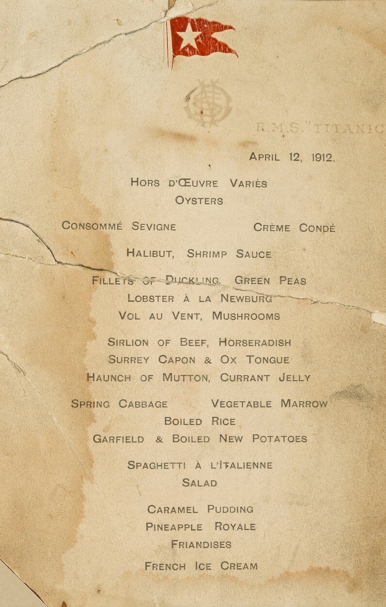Takto vypadaly menu první třídy na Titanicu
