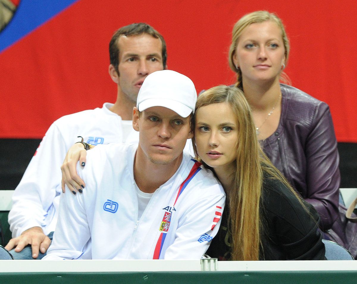 Davis Cup 2013 - ČR - Argentina - NEDĚLE - Radek Štěpánek, Tomáš Berdych,Petra Kvitová a Ester Sátorová - při zápase Rosola