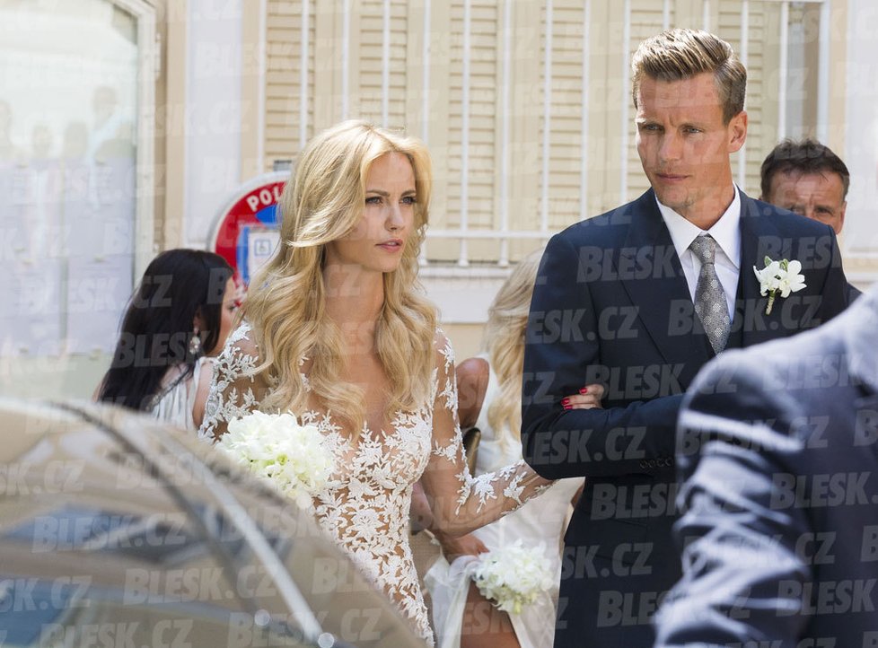 Tomáš Berdych se svou novomanželkou.