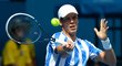 Tomáš Berdych v pruhovaném triku evokující argentinský fotbalový dres.