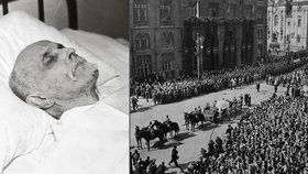 Tomáše Garrigue Masaryka vezla Prahou při jeho pohřbu lafeta