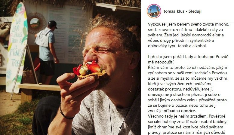 Tomáš Klus se svěřil na Instagramu se svými hříchy.