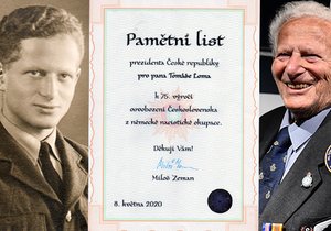 Zemřel veterán Tomáš Lom (†96). Zažil bitvu o Británii, loni vrátil Zemanovi pamětní list
