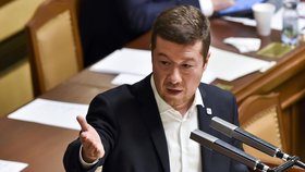 Tomio Okamura (SPD) při jednání Poslanecké sněmovny