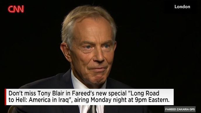 Bývalý britský premiér Tony Blair v rozhovoru pro stanici CNN.