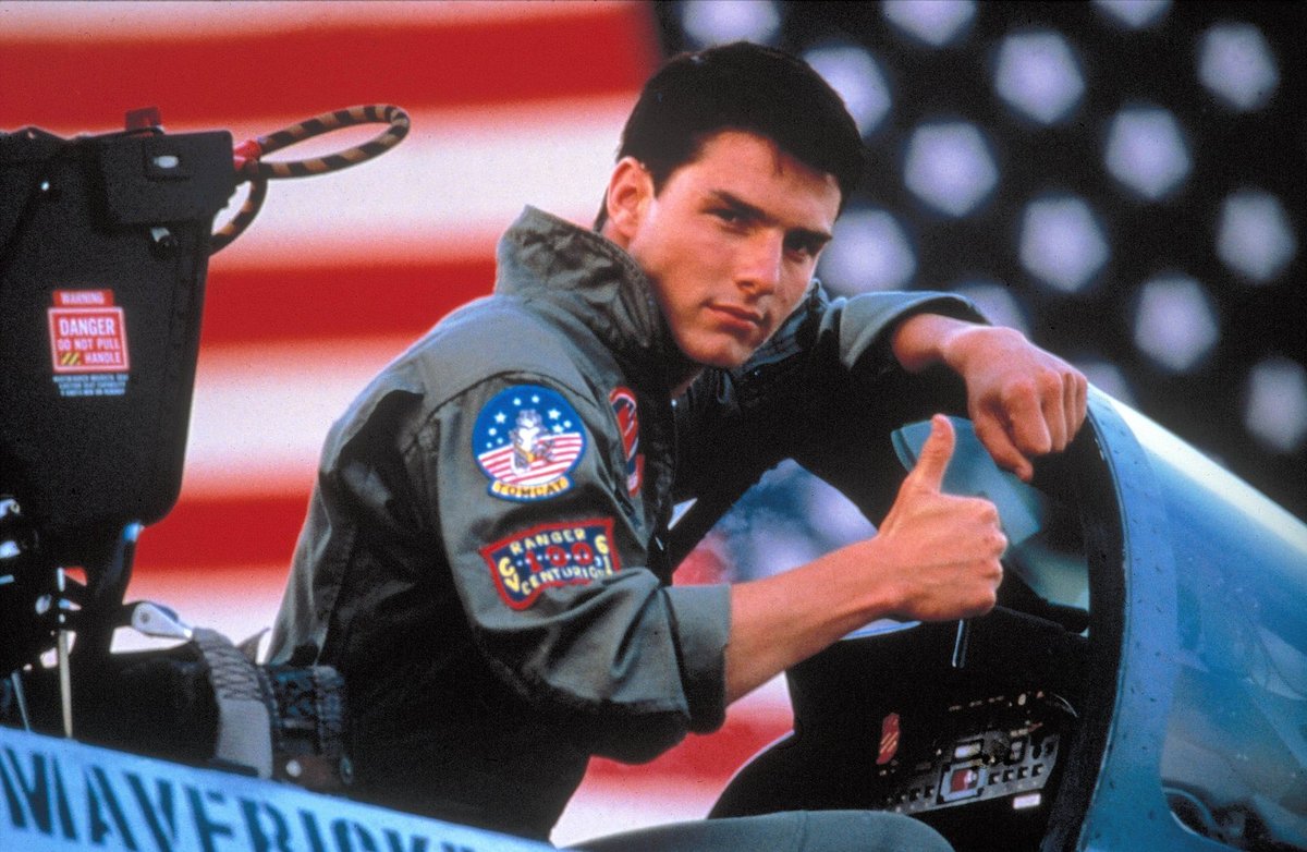 Čtyřiadvacetiletý Tom Cruise ve filmu Top Gun