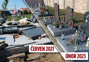 Kameníkům se podařilo po roce a půl od ničivého tornáda na Hodonínsku opravit drtivou většinu poničených náhrobků v Mikulčicích, Moravské Nové Vsi a Hruškách.
